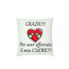 cuscino 40 x 40 scritta grazie per il aver afferrato il mio cuore idea regalo