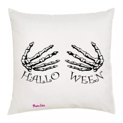 cuscino 40 x 40 scritta halloween mani scheletro regalo uomo donna