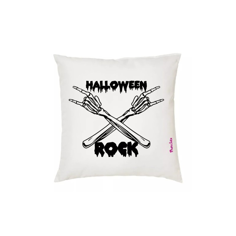 cuscino 40 x 40 scritta halloween rock scheletro regalo uomo donna