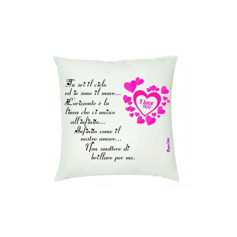 cuscino 40 x 40 scritta i love you poesia idea regalo san valentino uomo donna
