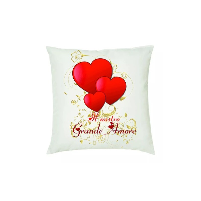 cuscino 40 x 40 scritta il nostro grande amore idea regalo amore cuori cuore