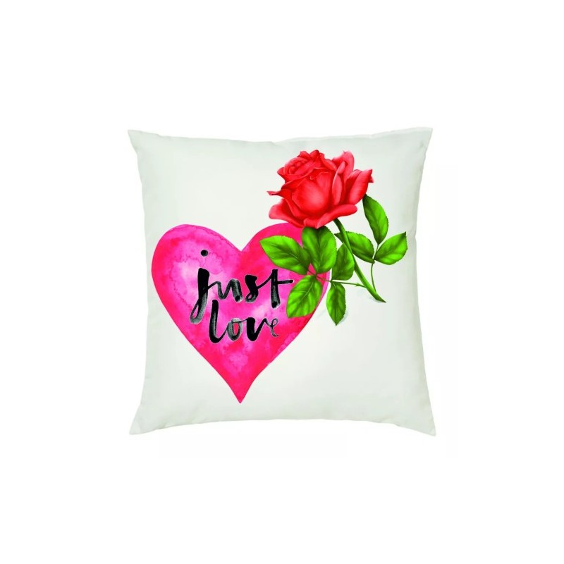 cuscino 40 x 40 scritta just love idea regalo amore cuore rosa