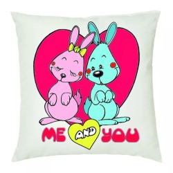 cuscino 40 x 40 scritta me and you idea regalo amore cuore coniglietti