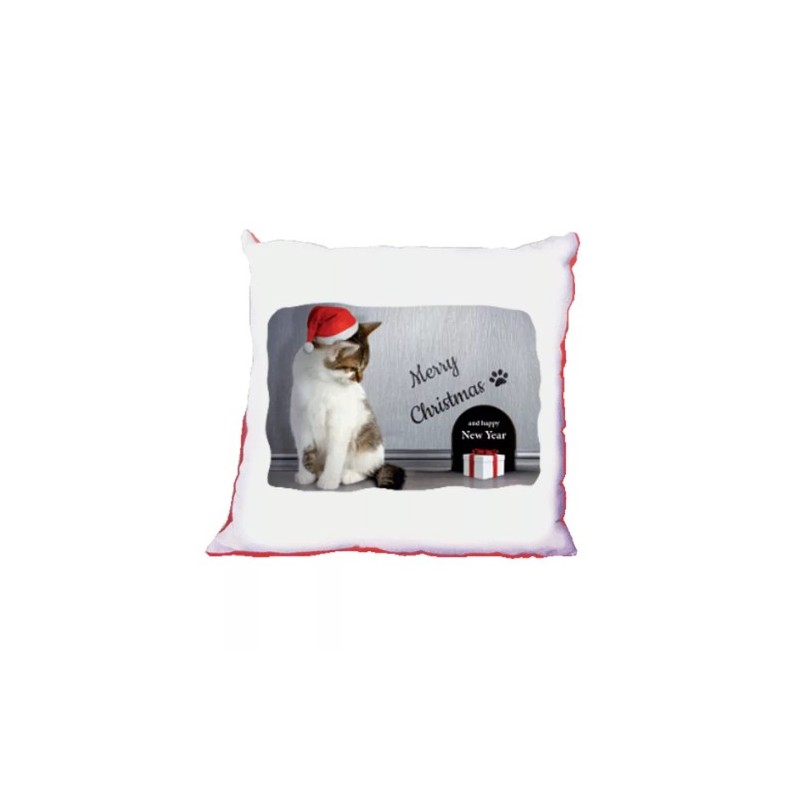 cuscino 40 x 40 scritta merry christmas gatto regalo natale uomo donna