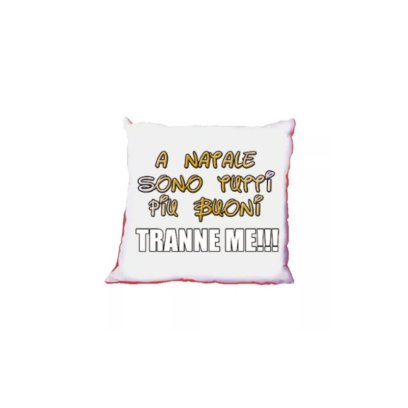cuscino 40 x 40 scritta natale tutti buoni tranne me regalo natale uomo donna