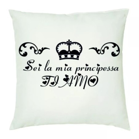 cuscino 40 x 40 scritta sei la mia principessa ti amo idea regalo san valentino