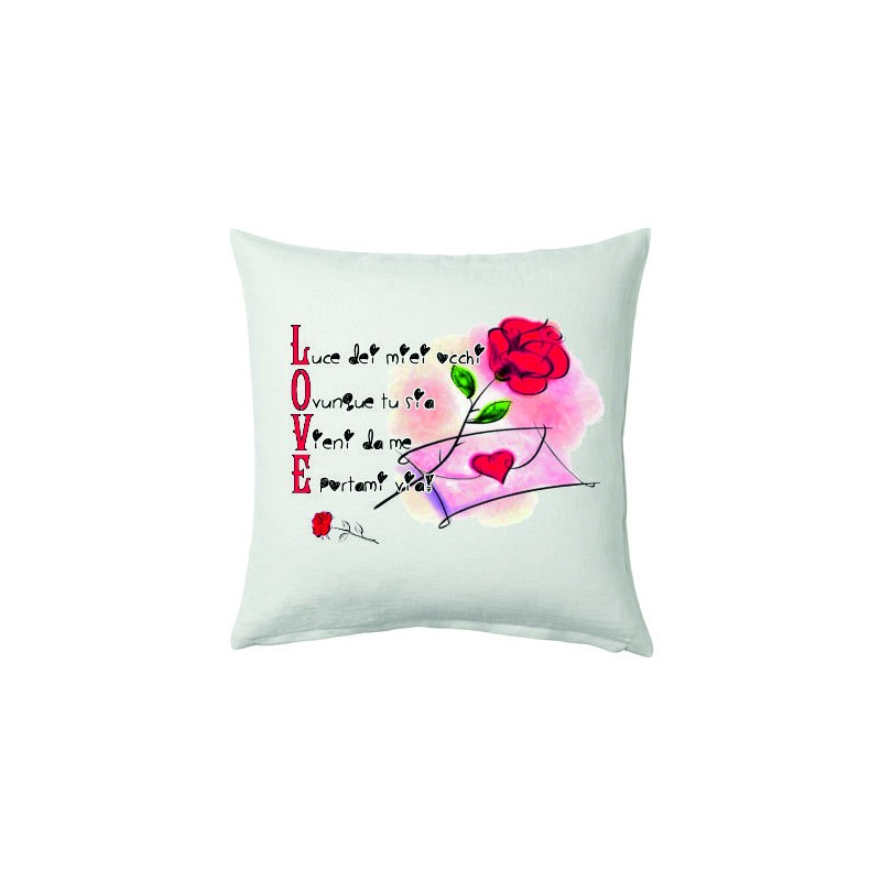 cuscino 40 x 40 scritta ti amo amore SAN VALENTINO i love rosa
