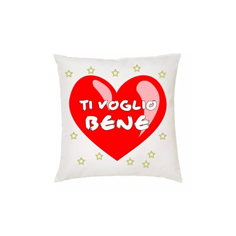 cuscino 40 x 40 scritta ti voglio bene cuore rosso stelle idea regalo amore