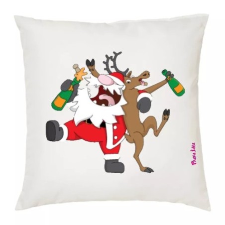 cuscino 40x40 disegno babbo natale e renna idea regalo simpatica per natale
