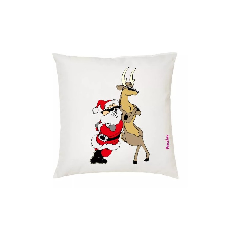 cuscino 40x40 disegno babbo natale e renna idea regalo simpatica per natale