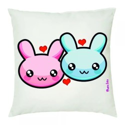 cuscino 40x40 disegno coniglietti idea regalo san valentino uomo donna amore