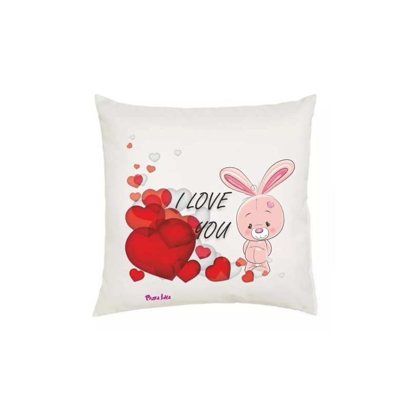 cuscino 40x40 disegno coniglietto cuore festa innamorati regalo amore i love you