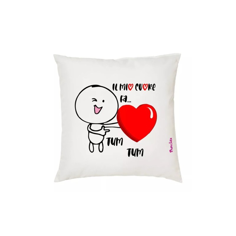 cuscino 40x40 disegno cuore rosso idea regalo festa innamorati uomo donna