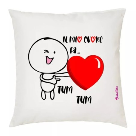 cuscino 40x40 disegno cuore rosso idea regalo festa innamorati uomo donna
