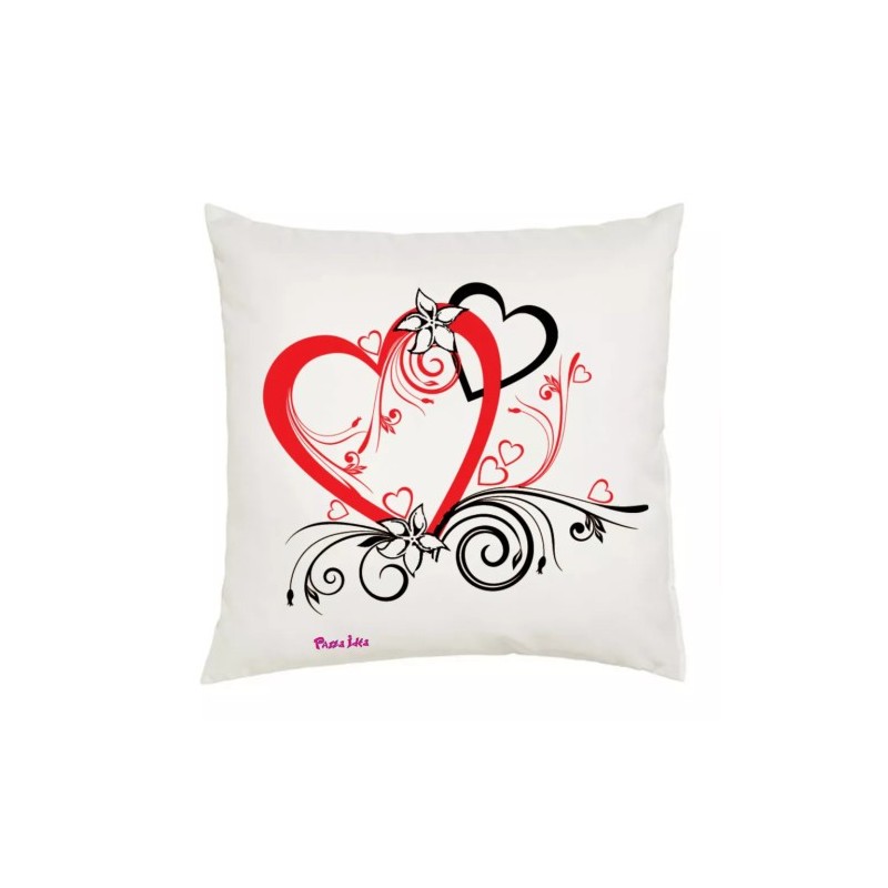 cuscino 40x40 disegno cuore rosso nero festa innamorati regalo amore donna uomo