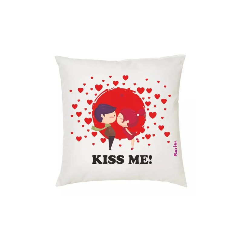 cuscino 40x40 disegno cuori kiss me innamorati regalo amore uomo donna