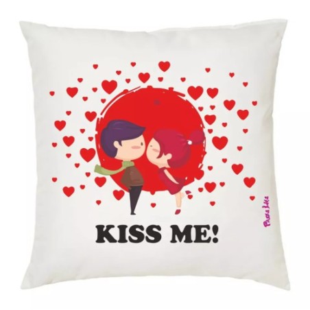 cuscino 40x40 disegno cuori kiss me innamorati regalo amore uomo donna