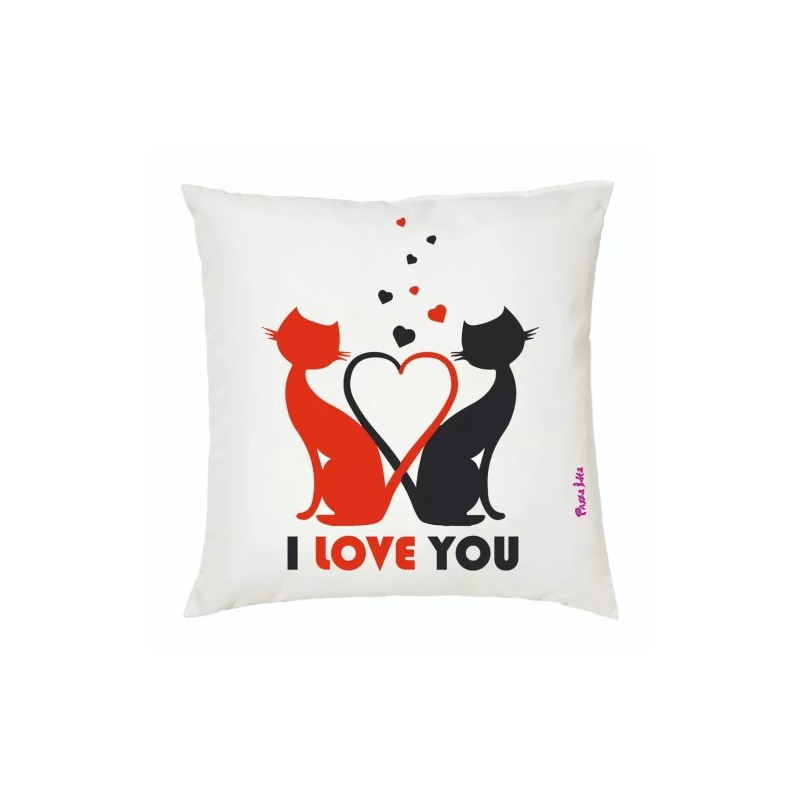 cuscino 40x40 disegno gatto gatti amore idea regalo festa innamorati i love you
