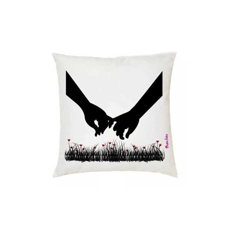 cuscino 40x40 disegno mani innamorati regalo amore uomo donna