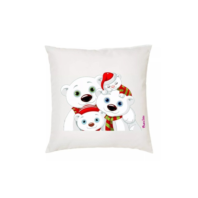 cuscino 40x40 disegno orsi bianchi idea regalo famiglia natale