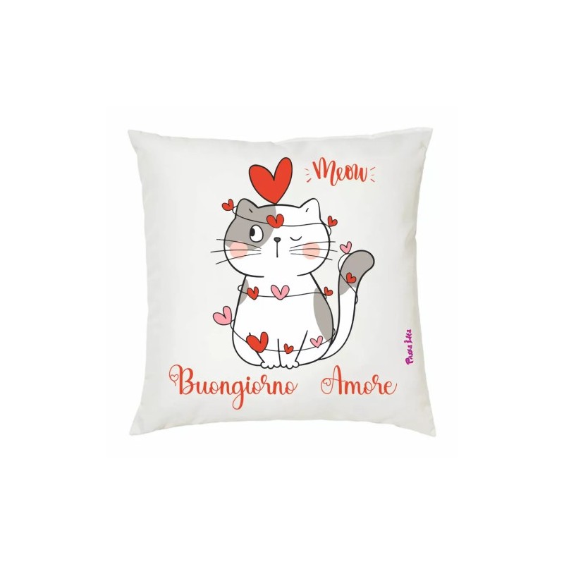 cuscino 40x40 scitta buongiorno amore idea regalo festa innamorati uomo donna