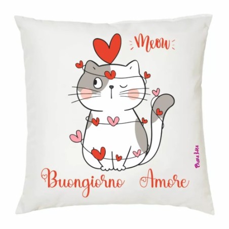 cuscino 40x40 scitta buongiorno amore idea regalo festa innamorati uomo donna