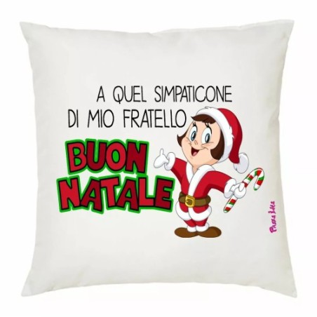 cuscino 40x40 scritta a quel simpaticone di mio fratello buon natale regalo