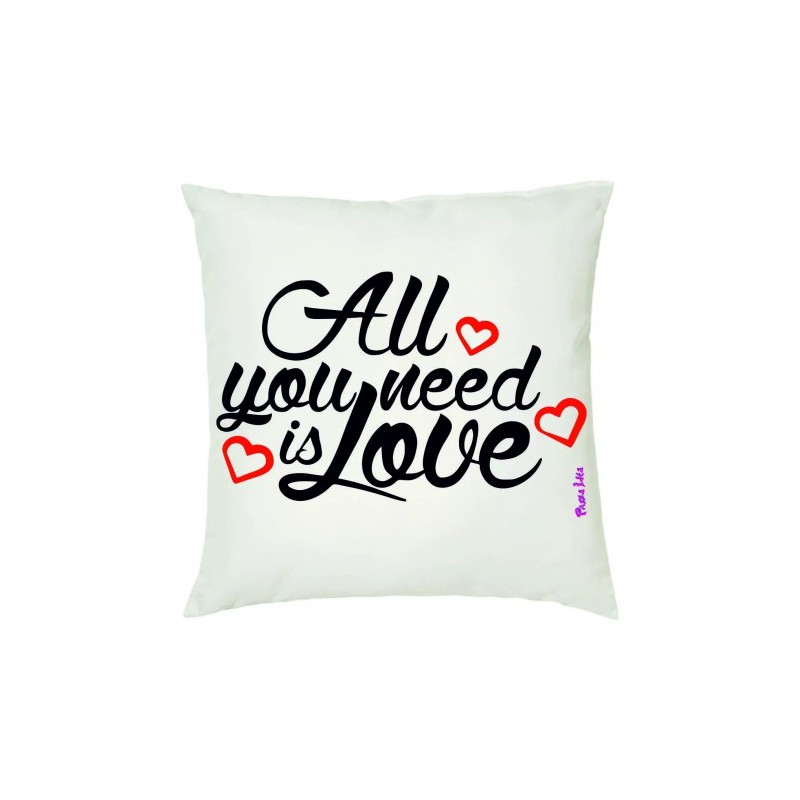 cuscino 40x40 scritta all you need is love regalo san valentino uomo donna amore