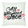 cuscino 40x40 scritta all you need is love regalo san valentino uomo donna amore