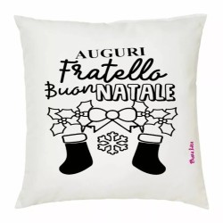 cuscino 40x40 scritta auguri fratello buon natale regalo fratello sorella