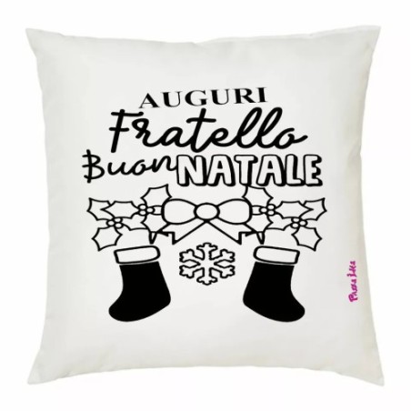cuscino 40x40 scritta auguri fratello buon natale regalo fratello sorella