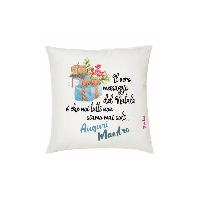 cuscino 40x40 scritta auguri MAESTRO regalo natale scuola alunni