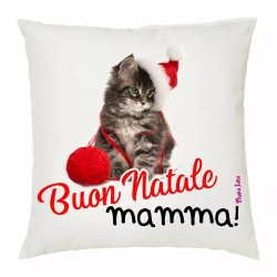cuscino 40x40 scritta buon natale mamma idea regalo natale disegno gatto