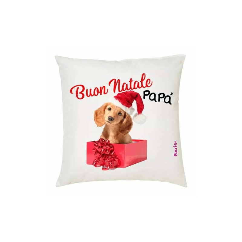 cuscino 40x40 scritta buon natale papa' idea regalo natale disegno cane