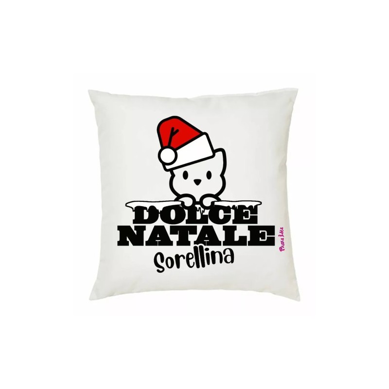 cuscino 40x40 scritta buon natale sorellina sorella regalo festa