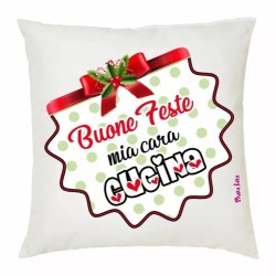 cuscino 40x40 scritta buone feste mia cara cugina natale auguri regalo cugine