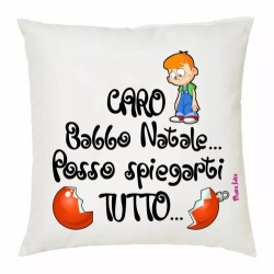 cuscino 40x40 scritta caro babbo natale posso spiegarti tutto idea regalo natale