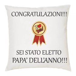 cuscino 40x40 scritta congratulazioni papa' dell'anno idea regalo festa del papà