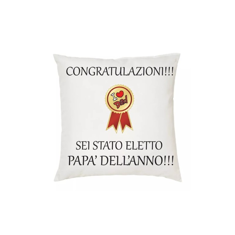 cuscino 40x40 scritta congratulazioni papa' dell'anno idea regalo festa del papà