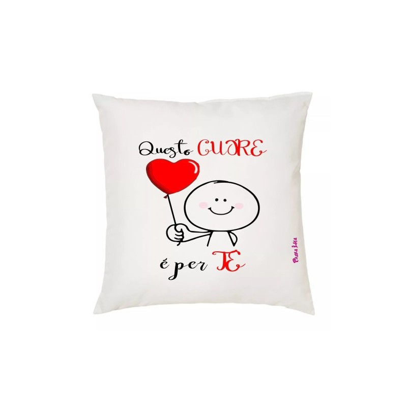 cuscino 40x40 scritta cuore e per te palloncino rosso regalo festa innamorati