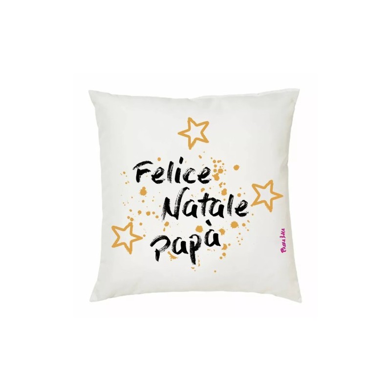 cuscino 40x40 scritta felice natale papa' auguri regalo figlio figlia padre