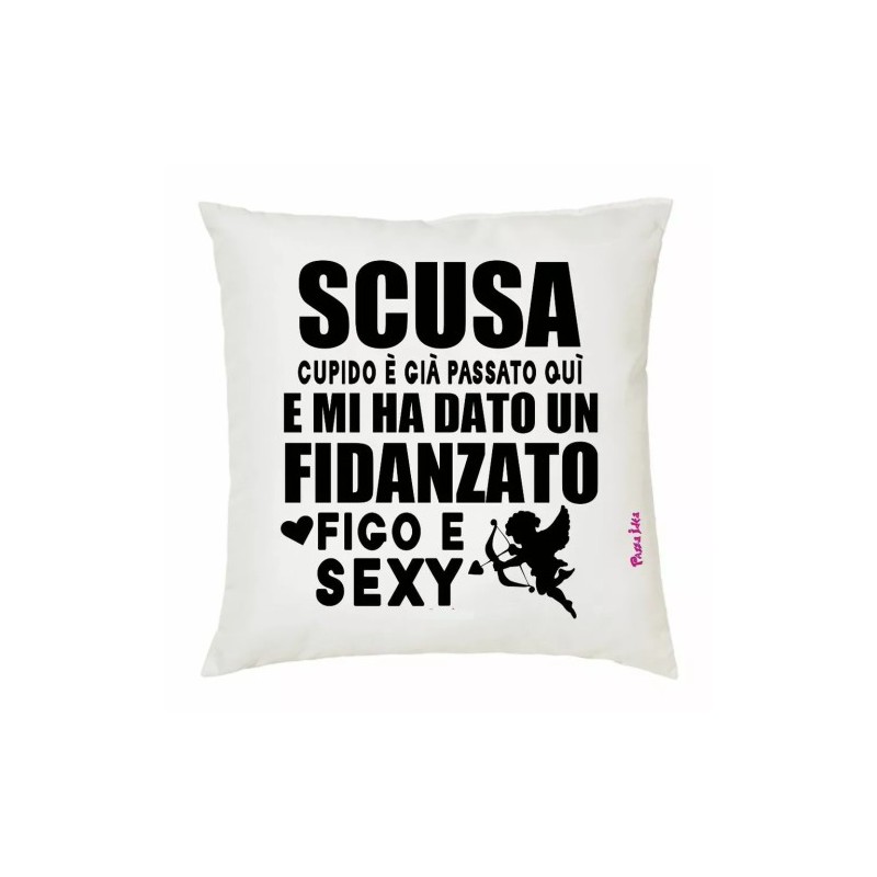 cuscino 40x40 scritta fidanzato figo e sexy san valentino regalo amore cupido