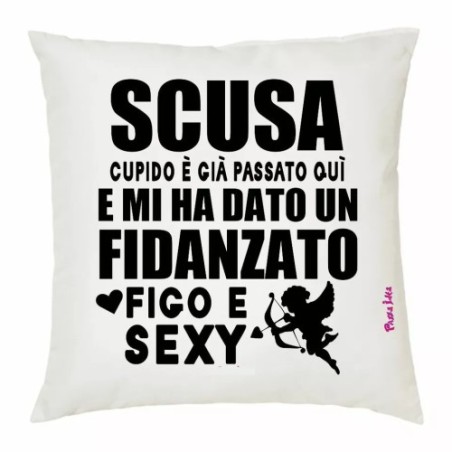 cuscino 40x40 scritta fidanzato figo e sexy san valentino regalo amore cupido