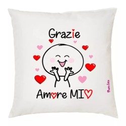 cuscino 40x40 scritta grazie amore mio idea regalo festa innamorati cuore