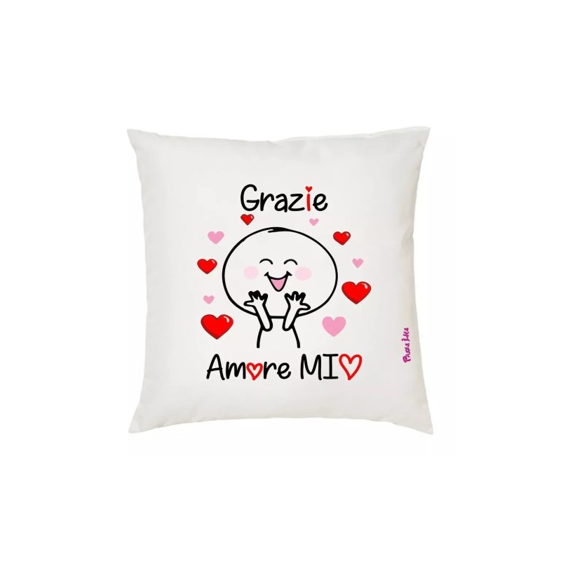 cuscino 40x40 scritta grazie amore mio idea regalo festa innamorati cuore