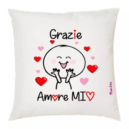cuscino 40x40 scritta grazie amore mio idea regalo festa innamorati cuore