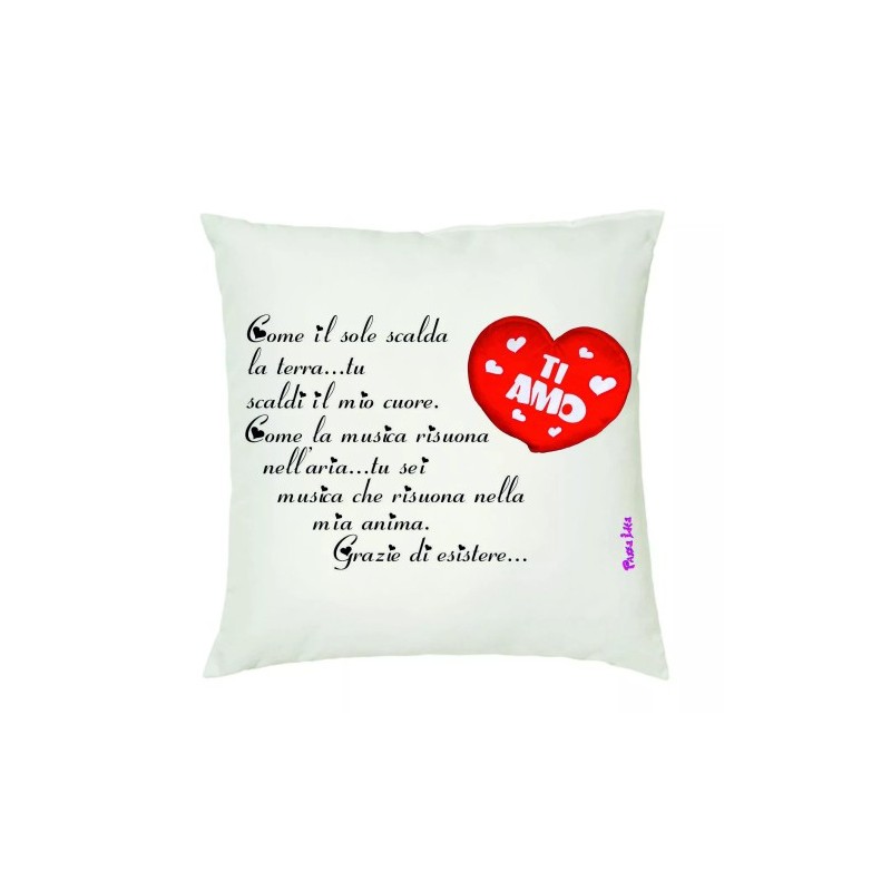 cuscino 40x40 scritta grazie d'esistere ti amo regalo san valentino uomo donna