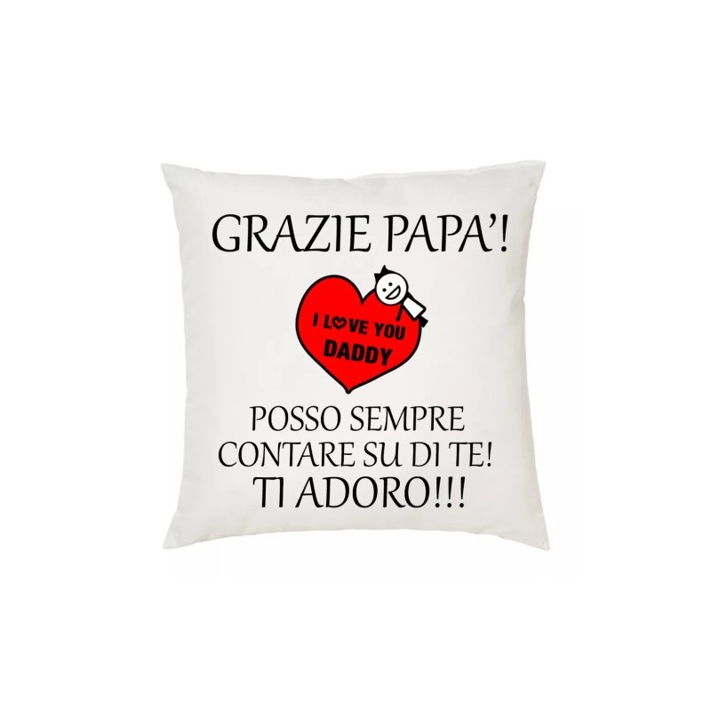cuscino 40x40 scritta grazie papa' posso sempre contare su di te idea regalo