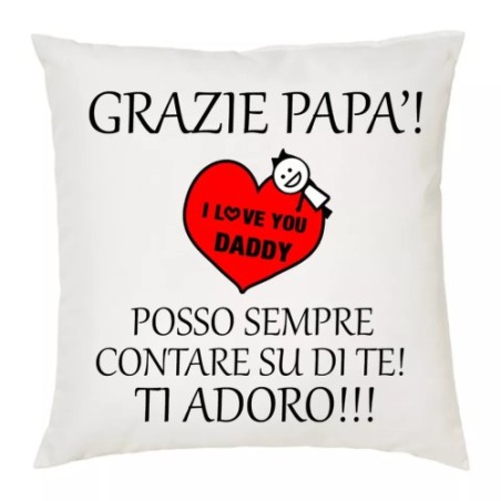 cuscino 40x40 scritta grazie papa' posso sempre contare su di te idea regalo