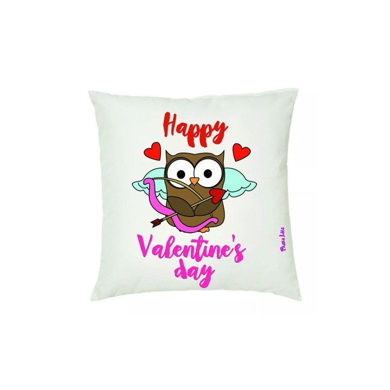 cuscino 40x40 scritta happy valentine's day idea regalo san valentino gufo cuore
